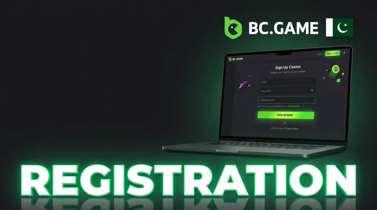 BC Game Pakistan registration sign up screen